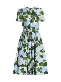 Shop Oscar de la Renta Hydrangea Poplin Twist-Front Dress at Saks Fifth Avenue