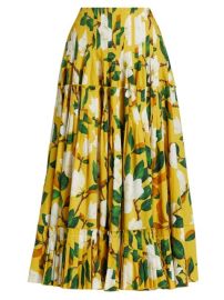 Shop Oscar de la Renta Magnolia Flower Pintuck Skirt at Saks Fifth Avenue