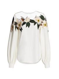 Shop Oscar de la Renta Magnolia Illusion Neck Blouse at Saks Fifth Avenue