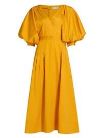 Shop Oscar de la Renta Puff-Sleeve Belted Midi Dress up to 70 Off at Saks Fifth Avenue