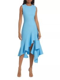 Shop Oscar de la Renta Ruffled Stretch-Wool Midi-Dress at Saks Fifth Avenue