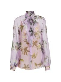 Shop Oscar de la Renta Sheer Passionflower amp Tie-Neck Blouse at Saks Fifth Avenue