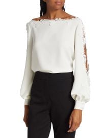 Shop Oscar de la Renta Split Floral-Lace Blouse at Saks Fifth Avenue