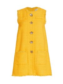 Shop Oscar de la Renta Tweed Flower-Button Minidress at Saks Fifth Avenue