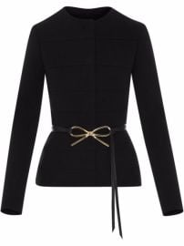 Shop Oscar de la Renta bow-belt fitted wool jacket with Express Delivery - at Farfetch