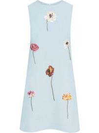 Shop Oscar de la Renta floral-embroidered shift dress with Express Delivery - at Farfetch