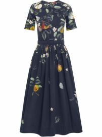 Shop Oscar de la Renta fruit-print mid-length dress with Express Delivery - at Farfetch