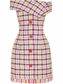 Shop Oscar de la Renta tweed off-shoulder mini dress with Express Delivery - at Farfetch