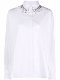 Shop PINKO embellished-collar cotton shirt with Express Delivery - at Farfetch