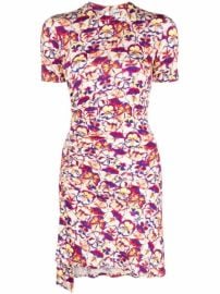 Shop Paco Rabanne asymmetric-ruched floral-print dress with Express Delivery - at Farfetch