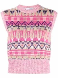 Shop Paco Rabanne crew-neck intarsia-knit vest with Express Delivery - at Farfetch