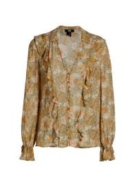 Shop Paige Tessa Ruffled Floral Silk Blouse at Saks Fifth Avenue