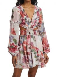 Shop PatBO Floral-Print Chiffon Mini Dress at Saks Fifth Avenue