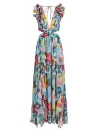 Shop PatBO Hibiscus Flutter Sleeve Maxi Dress at Saks Fifth Avenue