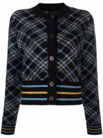 Shop Pinko check-pattern cropped knitted cardigan with Express Delivery - at Farfetch