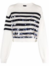 Shop Pinko sequin embellished striped jumper with Express Delivery - at Farfetch