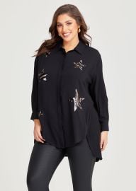 Shop Plus Size Bamboo Star Struck Shirt in Black Taking Shape US at Taking Shape