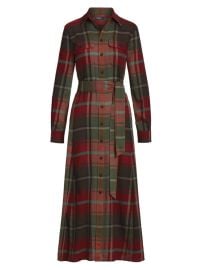 Shop Polo Ralph Lauren Belted Plaid Cotton-Blend Button-Front Maxi Dress at Saks Fifth Avenue