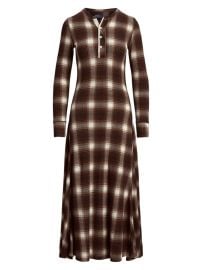 Shop Polo Ralph Lauren Check Waffle-Knit Henley Maxi Dress at Saks Fifth Avenue