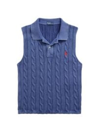 Shop Polo Ralph Lauren Cotton Cable-Knit Crop Sweater Vest at Saks Fifth Avenue