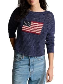 Shop Polo Ralph Lauren Cotton-Linen Flag Sweater at Saks Fifth Avenue