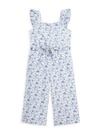 Shop Polo Ralph Lauren Little Girls amp Girls Floral Linen-Cotton Jumpsuit at Saks Fifth Avenue