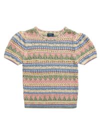 Shop Polo Ralph Lauren Pointelle Stripe Crochet Sweater at Saks Fifth Avenue