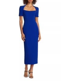 Shop Prabal Gurung Square-Neck Short-Sleeve Midi-Dress at Saks Fifth Avenue