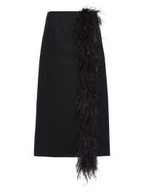 Shop Prada Feather-Trimmed Wool Midi-Skirt at Saks Fifth Avenue