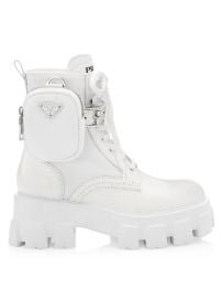 Shop Prada Monolith 55 Leather Nylon Lug-Sole Combat Boots at Saks Fifth Avenue