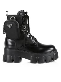 Shop Prada Monolith Leather amp Nylon Lug-Sole Combat Boots at Saks Fifth Avenue