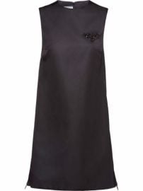 Shop Prada Re-Nylon embellished logo-plaque shift dress with Express Delivery - at Farfetch