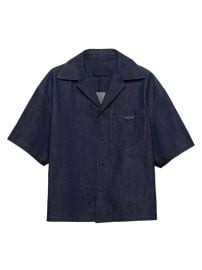 Shop Prada Short-Sleeved Selvedge Denim Shirt at Saks Fifth Avenue