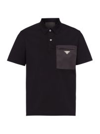 Shop Prada Stretch Cotton Polo Shirt with Nylon Details at Saks Fifth Avenue