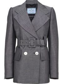 Shop Prada double-breasted belted blazer with Express Delivery - at Farfetch