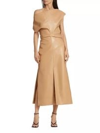 Shop Proenza Schouler Off-The-Shoulder Leather Midi-Dress at Saks Fifth Avenue