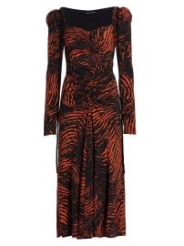 Shop Proenza Schouler Spiral-Print Crepe De Chine Cinched Midi-Dress at Saks Fifth Avenue