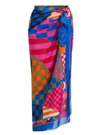 Shop Pucci Checkered Cotton Pareo Maxi Skirt at Saks Fifth Avenue