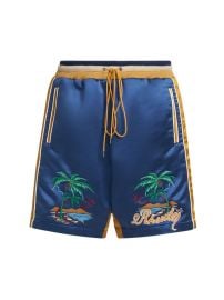 Shop R H U D E Palm Satin Souvenir Shorts at Saks Fifth Avenue