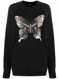 Shop R13 butterfly-print crewneck sweatshirt with Express Delivery - at Farfetch