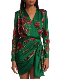 Shop RAISAVANESSA Rose-Print Draped Minidress at Saks Fifth Avenue