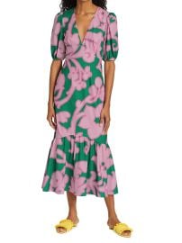 Shop RHODE Ester Floral Puff-Sleeve Midi-Dress at Saks Fifth Avenue