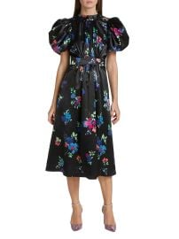 Shop ROTATE Birger Christensen Floral-Print Heavy Satin Midi-Dress at Saks Fifth Avenue