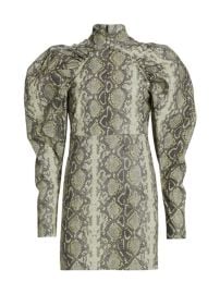 Shop ROTATE Birger Christensen Kim Snake Print Long Puff-Sleeve Mini Dress at Saks Fifth Avenue