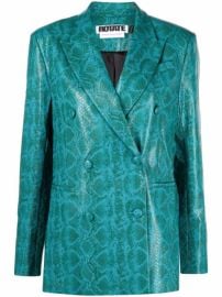 Shop ROTATE Fox snakeskin-effect double-breasted blazer with Express Delivery - at Farfetch