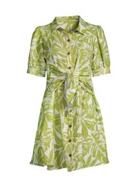 Shop Rachel Parcell Leafy-Printed Tie-Waist Mini Shirtdress at Saks Fifth Avenue