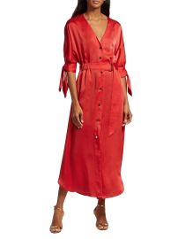 Shop Ramy Brook Baldwin Satin Belted Midi-Dress at Saks Fifth Avenue