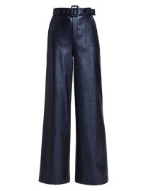 Shop Ramy Brook Bella Croc-Embossed Faux Leather Wide-Leg Pants Saks Fifth Avenue at Saks Fifth Avenue