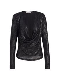 Shop Ramy Brook Carolina Metallic Stripe Cowlneck Blouse at Saks Fifth Avenue