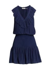 Shop Ramy Brook Ellery Ruffled V-Neck Smocked Mini Dress at Saks Fifth Avenue